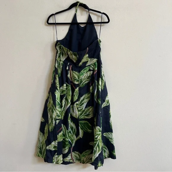 Ann Taylor Leaf Print Halter Midi Dress | Tropical Botanical Summer Dress - Picture 3 of 3